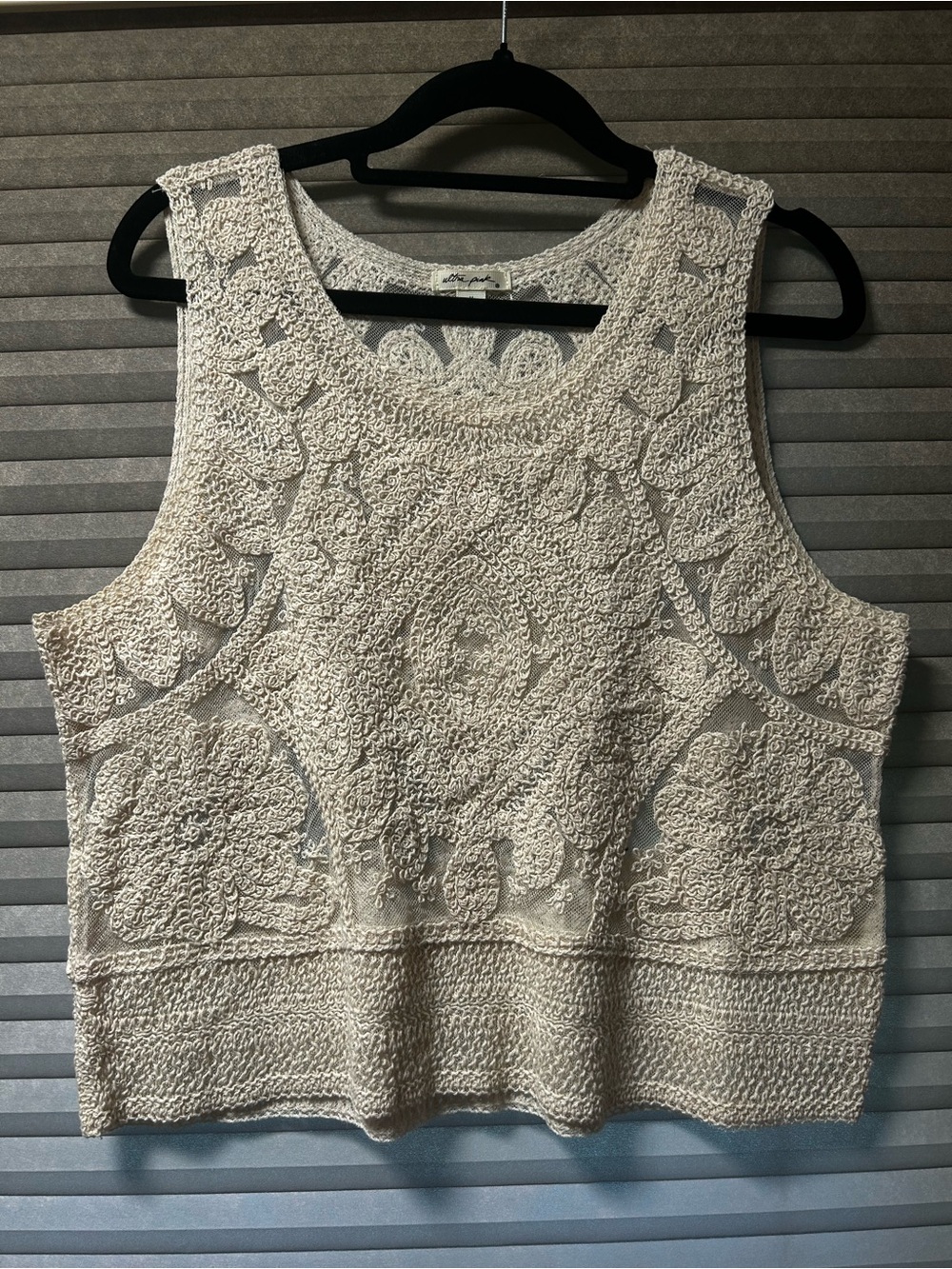 Ultra Pink Cream Crochet Lace Tank Top